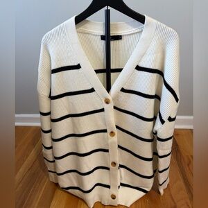 Striped Button-Up Cardigan Sweater